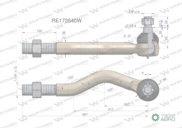 Przegub kierowniczy prawy 367mm - 1 1/4