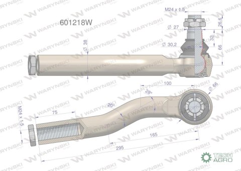 Przegub układu kierowniczego Manitou 601218 Waryński Przegub układu kierowniczego Manitou 601218 Waryński