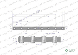 Belka do wideł ładowacza 1200mm na zęby proste i krokodyl 8 tulejek Waryński