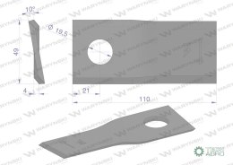 Nóż. nożyk kosiarka 110X49X4X19.5 prawy zastosowanie RS110L Sipma WARYŃSKI ( sprzedawane po 25 )