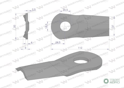 Nóż. nożyk kosiarka gięty 112x50x4mm otwór 18.5x20.5 zastosowanie 5684000 Kuhn WARYŃSKI ( sprzedawane po 25 ) Nóż. nożyk kosiarka gięty 112x50x4mm otwór 18.5x20.5 zastosowanie 5684000 Kuhn WARYŃSKI ( sprzedawane po 25 )