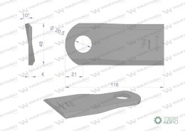 Nóż. nożyk kosiarka lewy 116x48x4mm otwór 20.5 zastosowanie 6804710 Kuhn WARYŃSKI ( sprzedawane po 25 )