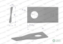 Nóż. nożyk kosiarka prawy 94x48x3mm otwór 23 zastosowanie T673R Mortl WARYŃSKI ( sprzedawane po 25 )