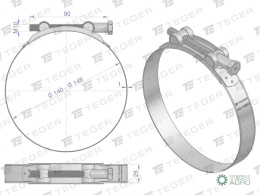 Opaska zaciskowa GBS 140-148 (obejma W2 - stal nierdzewna) szerkość 26mm TEGER ( sprzedawane po 5 )