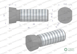 Śruba płużna oval z dwóch stron ścięta M12x38 mm kl.12.9 zastosowanie Kverneland Waryński M12X38OV2KV ( sprzedawane po 10kg )