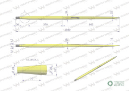 Ząb ładowacza uniwersalny prosty L- 1100 mm zastosowanie 5193-RT1 Tur WARYŃSKI