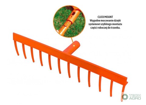 Grabie plastikowe uniwersalne 12 zębne (mocowanie CLICK) / TEGER Grabie plastikowe uniwersalne 12 zębne (mocowanie CLICK) / TEGER