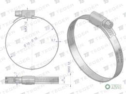 Opaska zaciskowa 10-16 ślimakowa (obejma W2 - stal nierdzewna) szerkość 9mm (blister) TEGER ( sprzedawane po 15 )