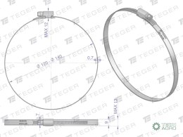 Opaska zaciskowa 120-140 ślimakowa (obejma W2 - stal nierdzewna) szerkość 9mm TEGER ( sprzedawane po 10 )