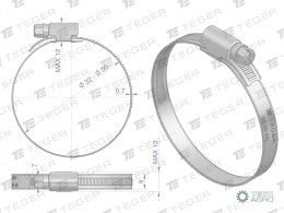 Opaska zaciskowa 32-50 ślimakowa (obejma W2 - stal nierdzewna) szerokość 9mm TEGER ( sprzedawane po 50 )
