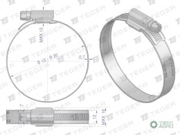 Opaska zaciskowa wzmocniona 12-20 ślimakowa (obejma W2 - stal nierdzewna) szerkość 12mm (blister) TEGER ( sprzedawane po 10 )