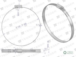 Opaska zaciskowa wzmocniona 120-140 ślimakowa (obejma W2 - stal nierdzewna) szerkość 12mm TEGER ( sprzedawane po 10 )