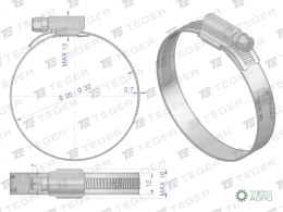 Opaska zaciskowa wzmocniona 20-32 ślimakowa (obejma W2 - stal nierdzewna) szerkość 12mm (blister) TEGER ( sprzedawane po