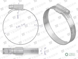 Opaska zaciskowa wzmocniona 25-40 ślimakowa (obejma W2 - stal nierdzewna) szerkość 12mm TEGER ( sprzedawane po 50 )