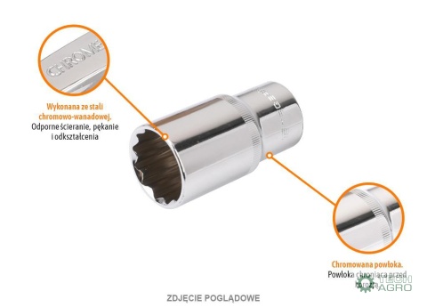 Klucz nasadowy 1/2" sześciokątny długi 12 mm / TEGER Klucz nasadowy 1/2" sześciokątny długi 12 mm / TEGER