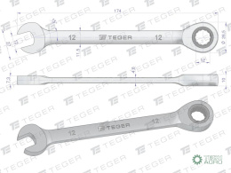 Klucz płasko-oczkowy z grzechotką 12 mm / TEGER