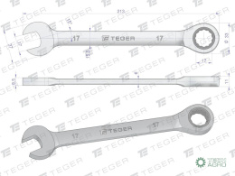 Klucz płasko-oczkowy z grzechotką 17 mm / TEGER