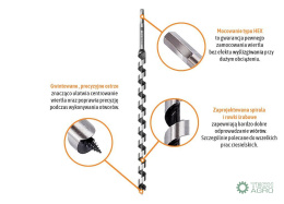 Wiertło do drewna kręte - świder 16x460 mm / TEGER